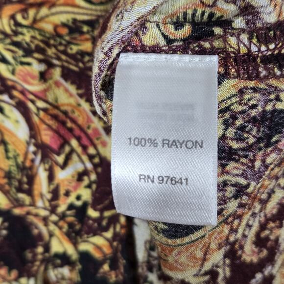 J Jill Blouson Tunic Top Petite L Brown Multicolor Side Slits 3/4 Sleeve Boho - Picture 8 of 12
